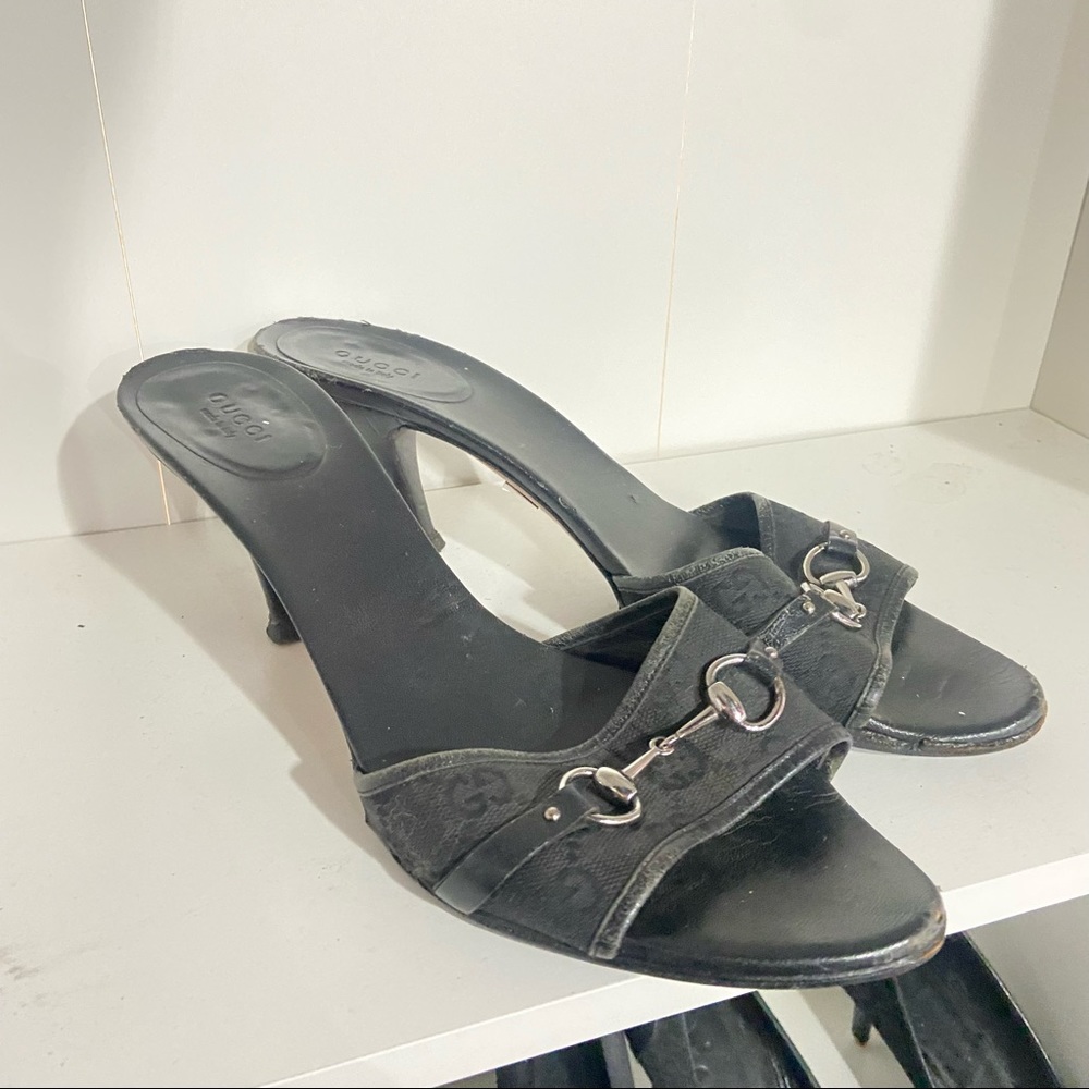 Gucci Monogram Black Heels